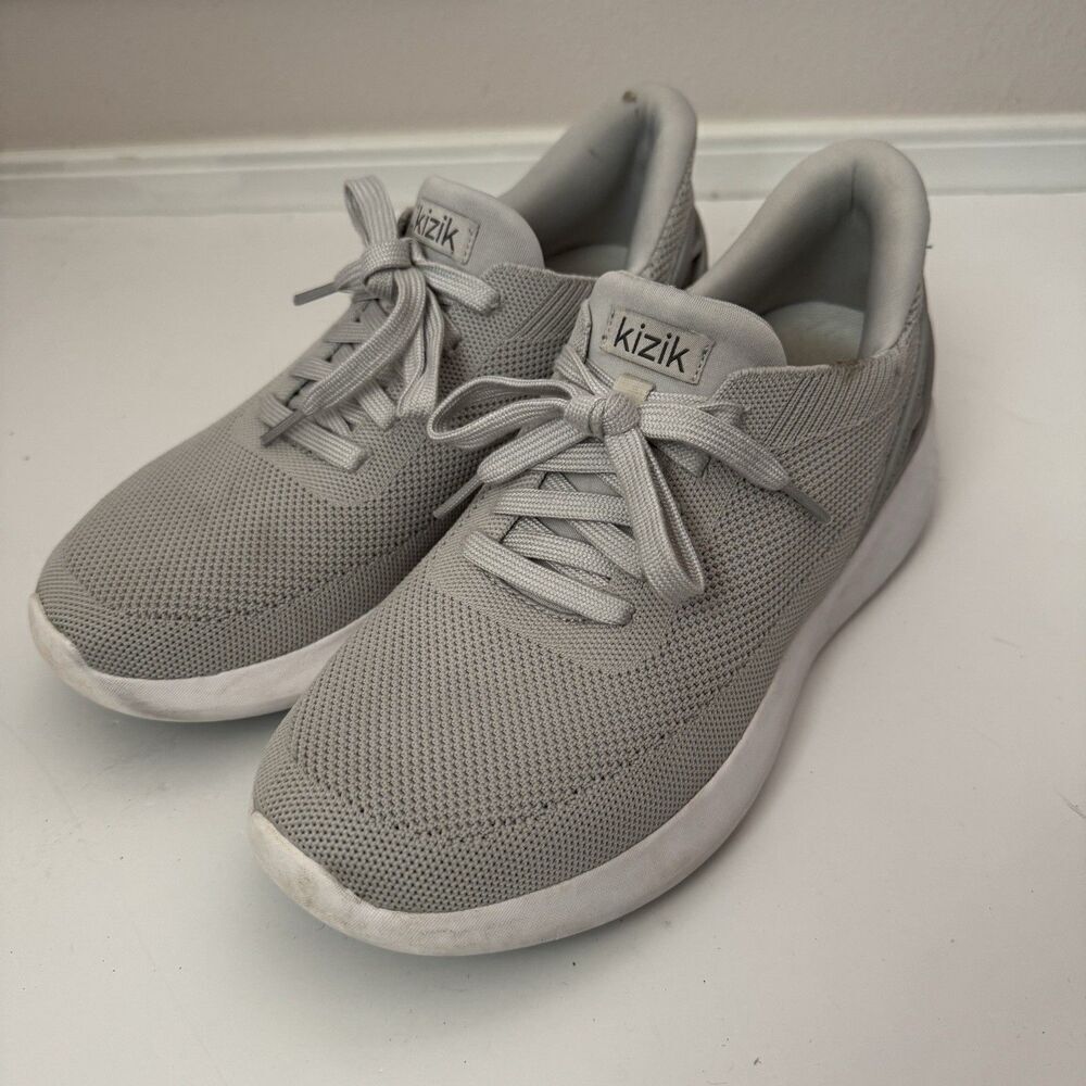 Kizik Athens Tie Shoes Sneakers Men 7.5 Women 9 Wide Gray Hands-Free Technology